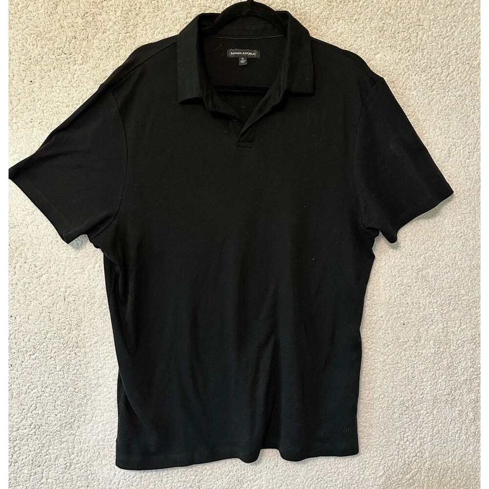 Lot of 2 Banana Republic Men's Short Sleeve‎ Solid Dress Polo Shirt Size XL